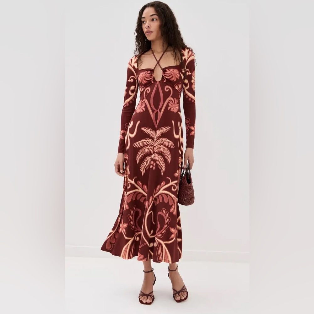 Johanna Ortiz Festive Performance Long Sleeve Jersey Maxi Dress